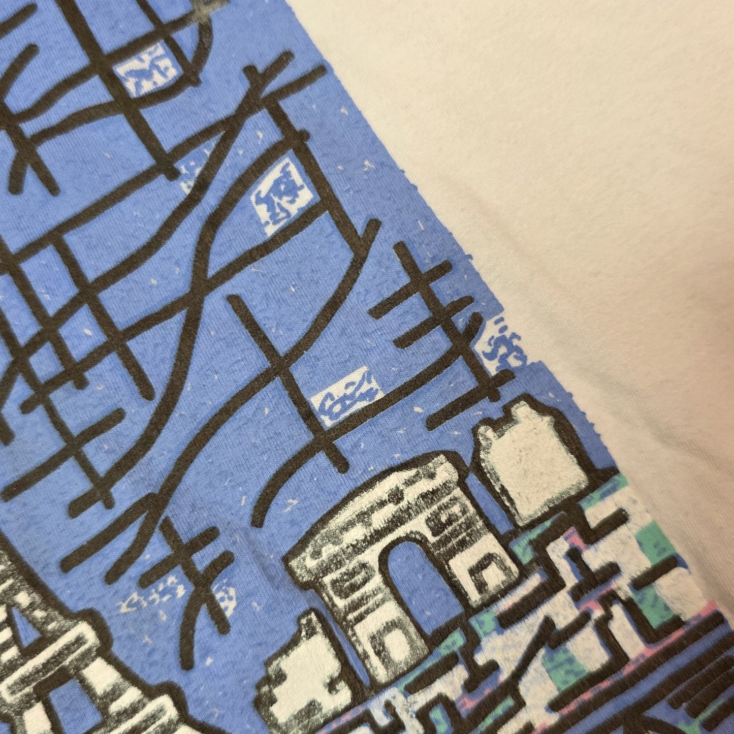 Paris Fran’s Eiffel Tower Art City Shirt Mens Medium White Abstract Vintage