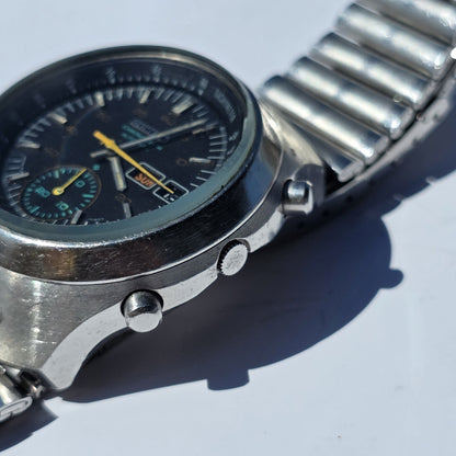 Seiko Helmet 6139-7101 Automatic Watch Chronograph 42mm Rare 1970's Vintage Work