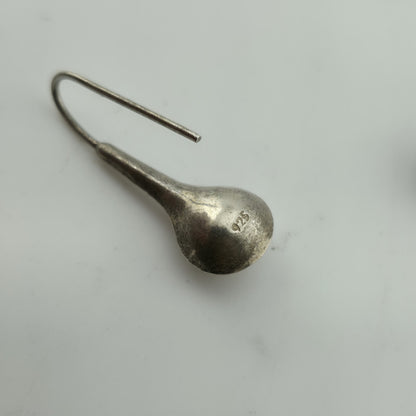 Vintage  925 Sterling SIlver  Teardrop  Pierced Earrings