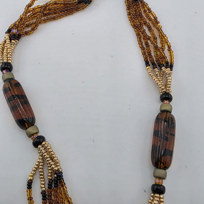Necklace Glass Plastic Beaded Gold Filled Lobster Clasp 28in Vintage