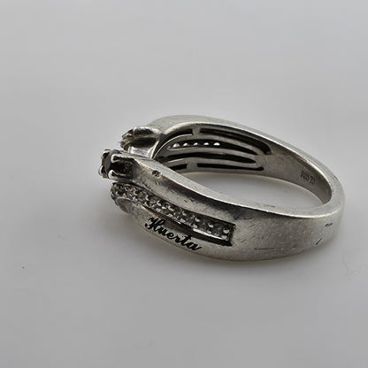 Sterling Silver 925 Huerta Multi Stone Ring CZ Accent Band Size 5 Vintage