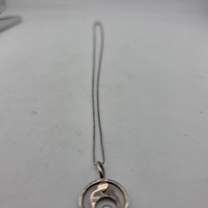 Sterling Silver Mother and Children Pendant 925  Pearl 18in Chain