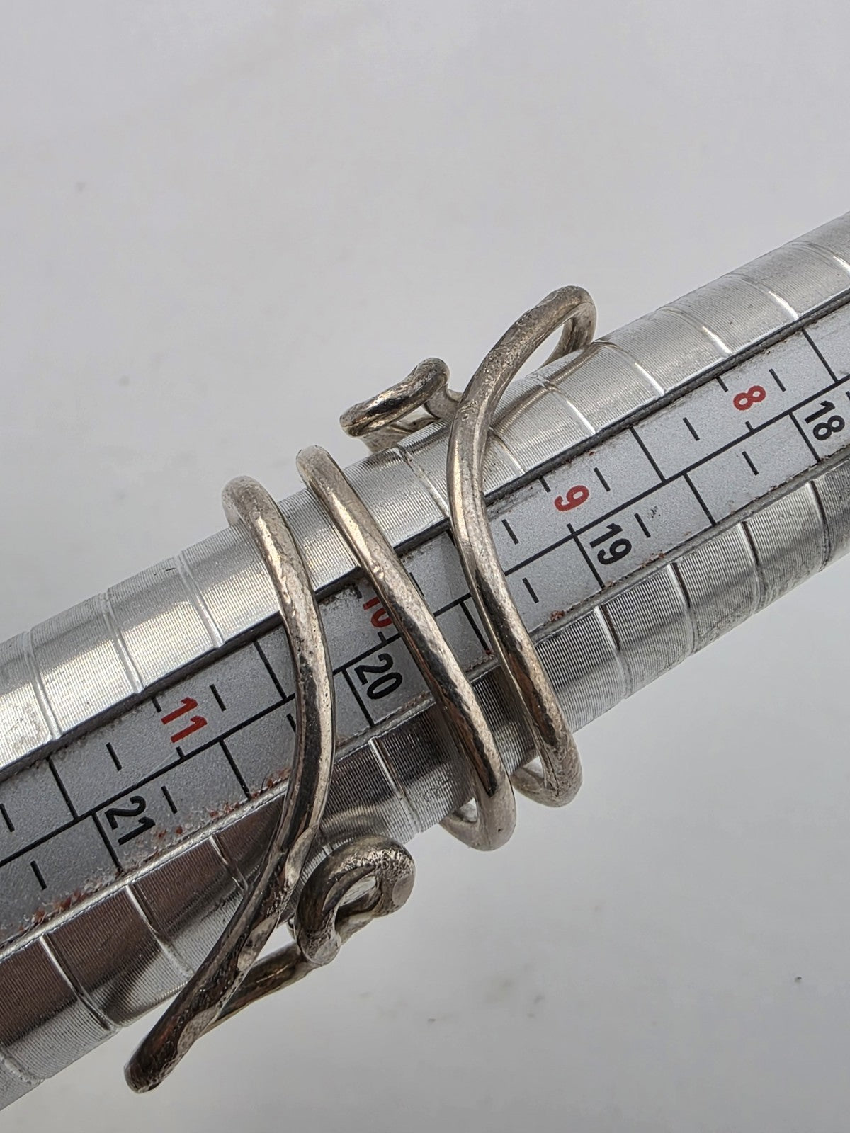 Fine Silver 950 Wire Wrap Ring Artisan Hammered Handmade Jewelry Size 10 Vintage
