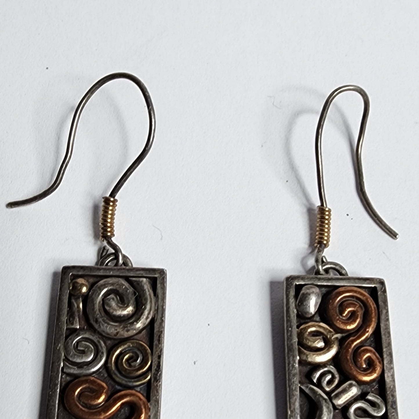 925 Sterling Silver Vintage Earrings Drop Dangle Hook Tarnish patina Tested