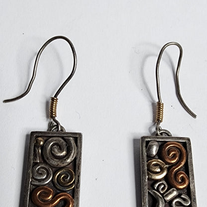 925 Sterling Silver Vintage Earrings Drop Dangle Hook Tarnish patina Tested