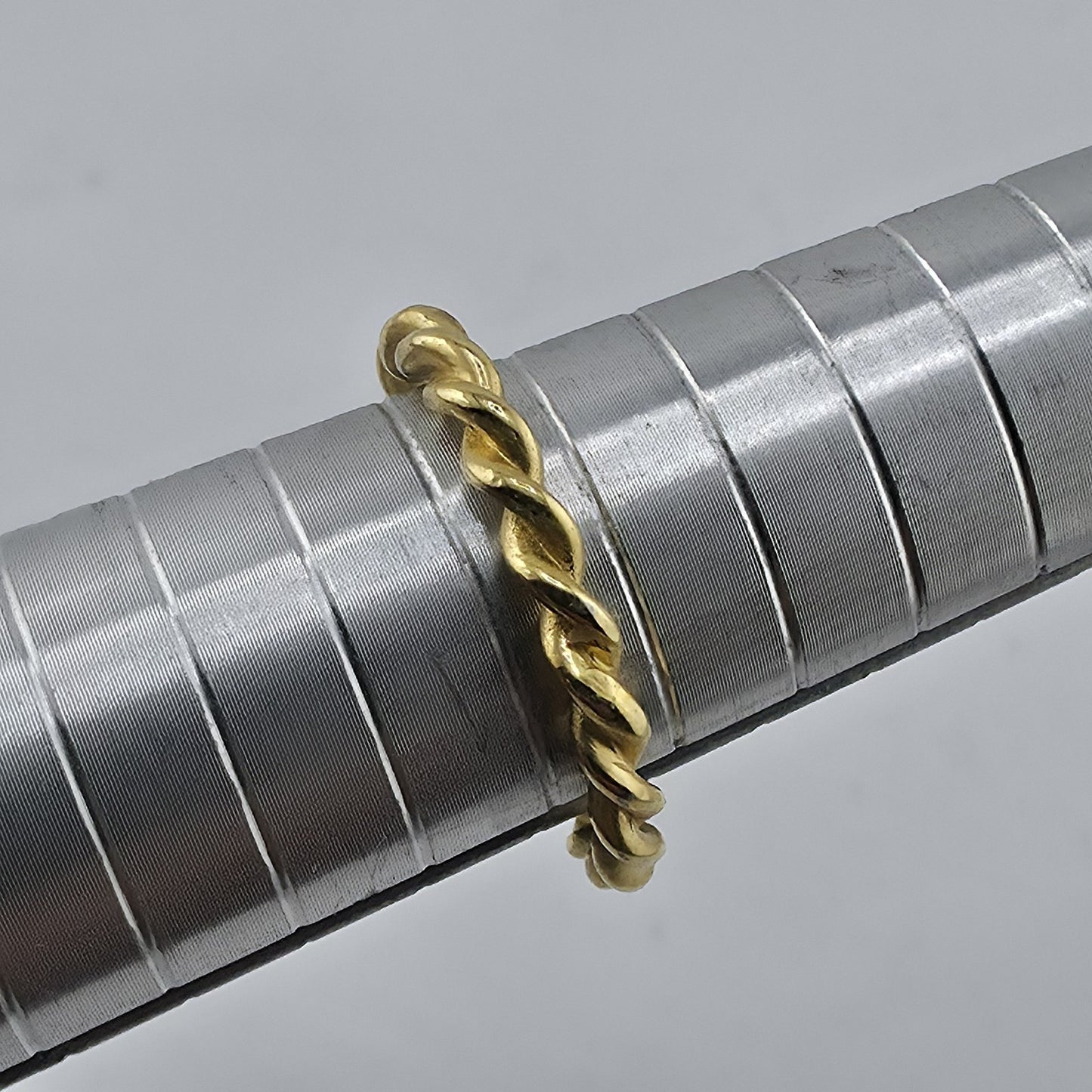 Gold Over Sterling Silver Twist Rope Band Ring Minimalist Stackable Signed  7