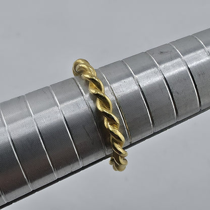 Gold Over Sterling Silver Twist Rope Band Ring Minimalist Stackable Signed  7
