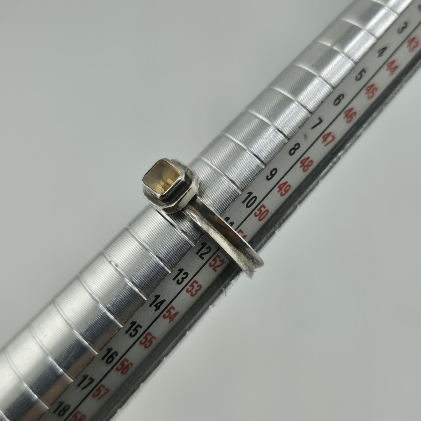 925 Sterling Silver Ring Yellow Gemstone Rectangle  Sz 5.75 Vintage