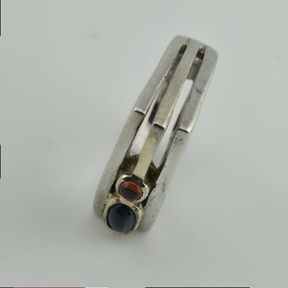 Sterling Silver Ring Mid-Century contemporary Artisan Minimalist Square Stack 8