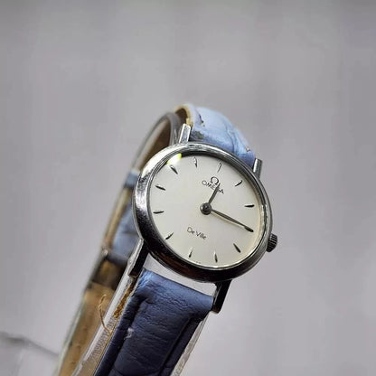 Omega Watch De Ville 5951111 22mm Womens Silver Light Blue Analog 13 Jewels