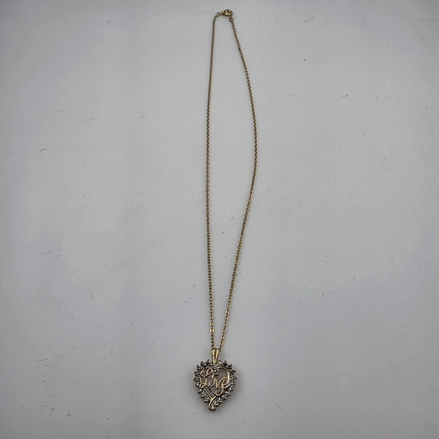 STERLING SILVER HEART Love PENDANT 925 W/ Gold Tone  CHAIN NECKLACE ICM