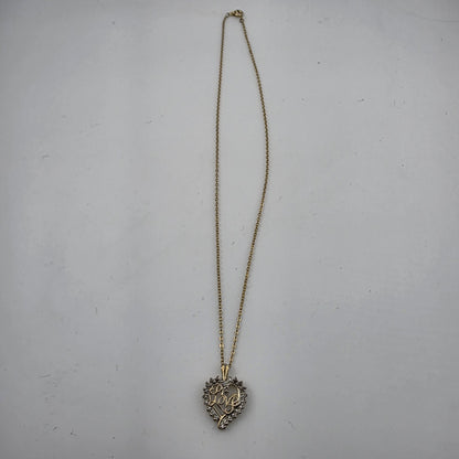 STERLING SILVER HEART Love PENDANT 925 W/ Gold Tone  CHAIN NECKLACE ICM