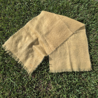 Craig Na Creidhe Scarf Vintage Mohair Wool Blend Yellow Fringed 70”x21” Vintage