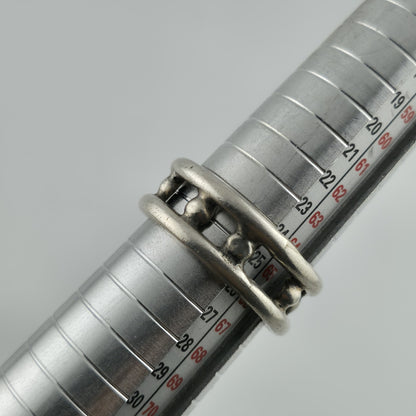 925 Sterling Silver Ring Vintage Mexico Beaded Band Artisan Large Size 11