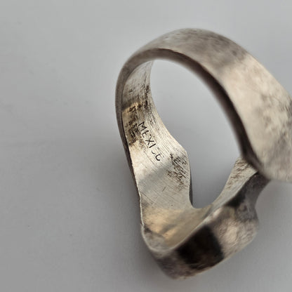 STERLING SILVER Ring MCM MODERN MODERNIST Koppel Abstract SIGNED HEAVY 6.5 VTG