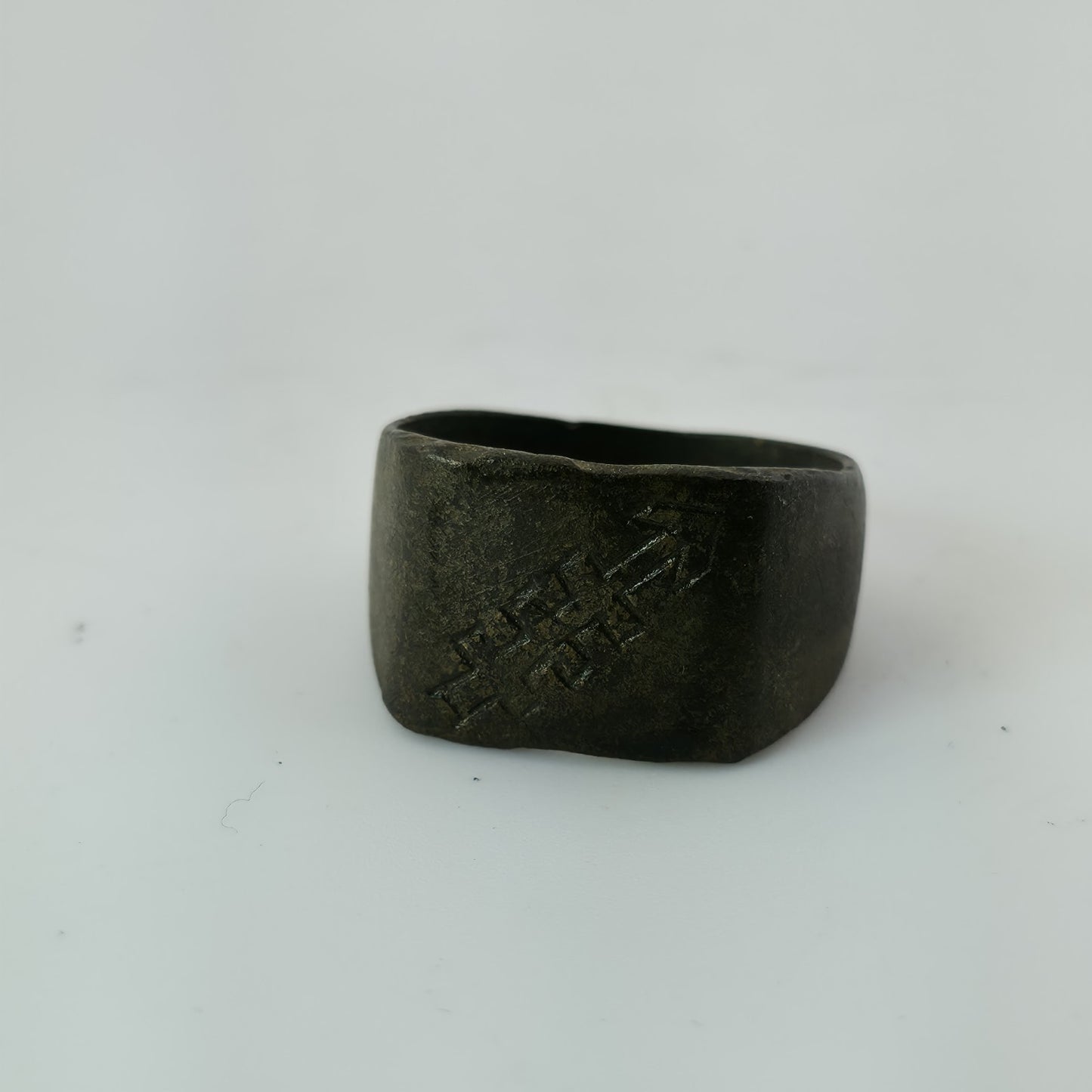 WWII German 27th Panzer Division Brass Ring Size 7.25 Battle Worn Eastern Front