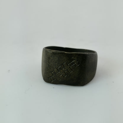 WWII German 27th Panzer Division Brass Ring Size 7.25 Battle Worn Eastern Front