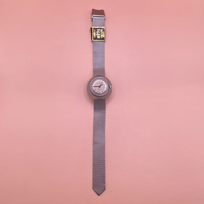 Timex Electric Domed Watch Women 30mm Silver Tone Mesh Band New Battery Vintage
