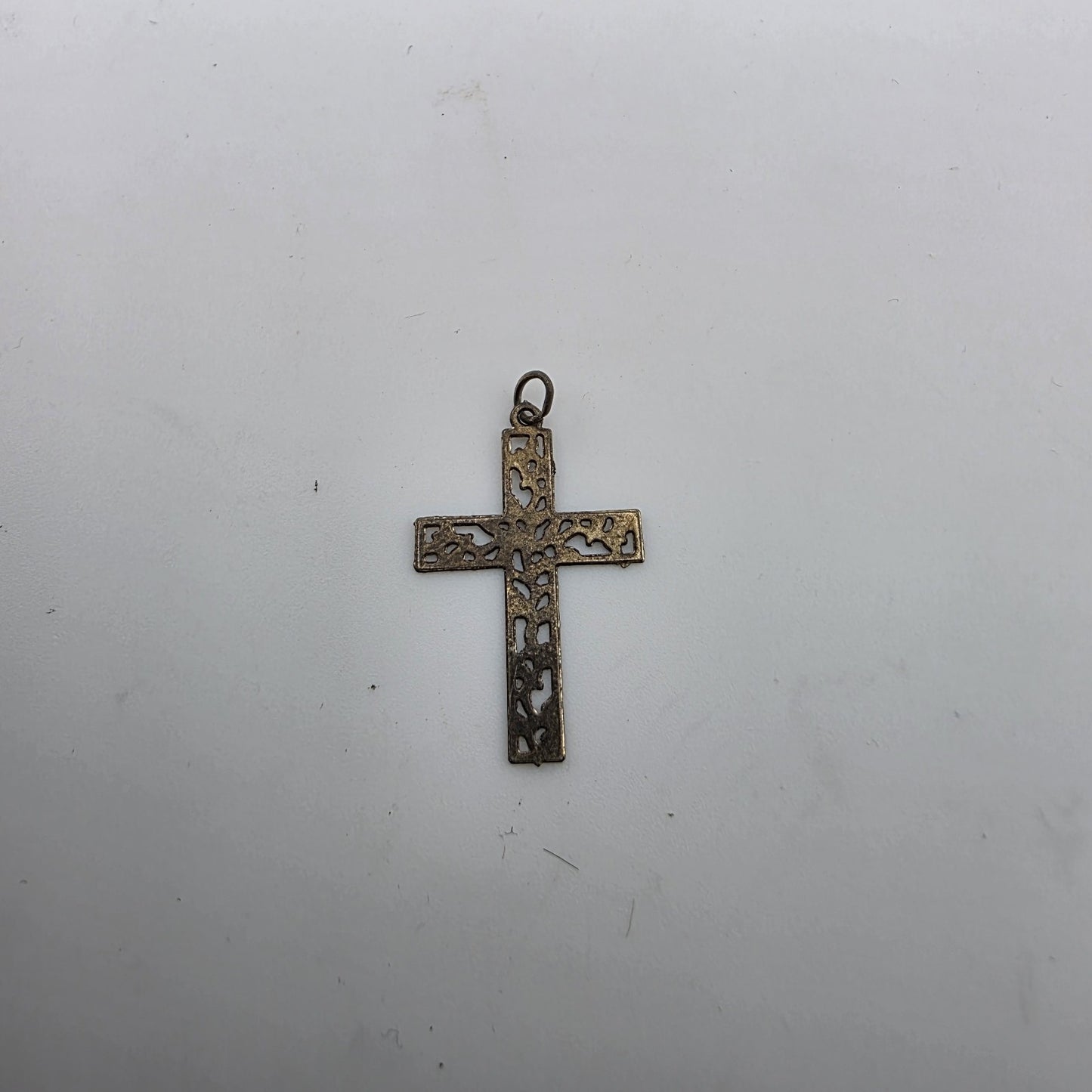 Sterling Silver Filigree Cross Pendant .75" Dainty Cute Floral Christianity Cath