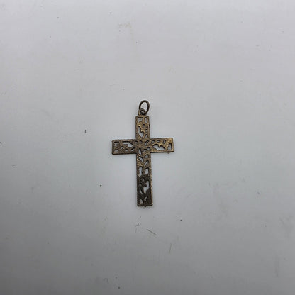 Sterling Silver Filigree Cross Pendant .75" Dainty Cute Floral Christianity Cath