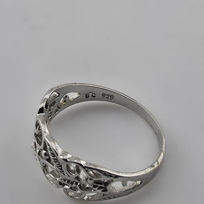 Sterling Silver Ring Open Band Filigree Beautiful Floral 925  Sizes 7