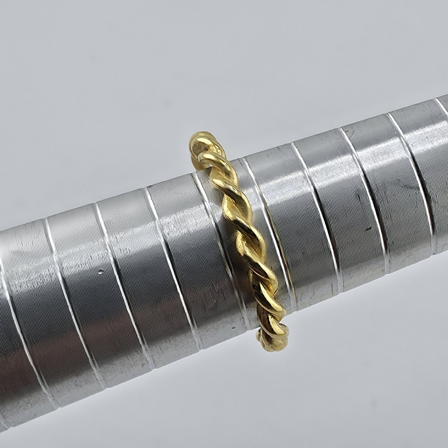 Gold Over Sterling Silver Twist Rope Band Ring Minimalist Stackable Signed  7