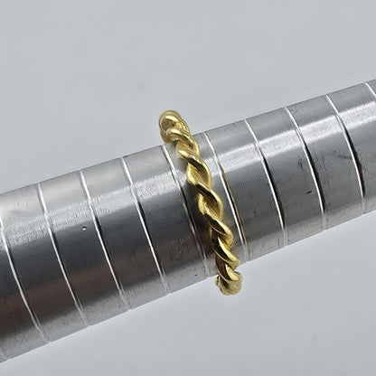 Gold Over Sterling Silver Twist Rope Band Ring Minimalist Stackable Signed  7