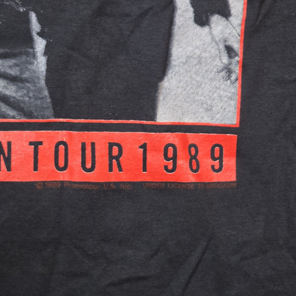 Vintage 1989 Rolling Stones Steel Wheels Tour Shirt Mens Medium Black 50/50 USA Brockum
