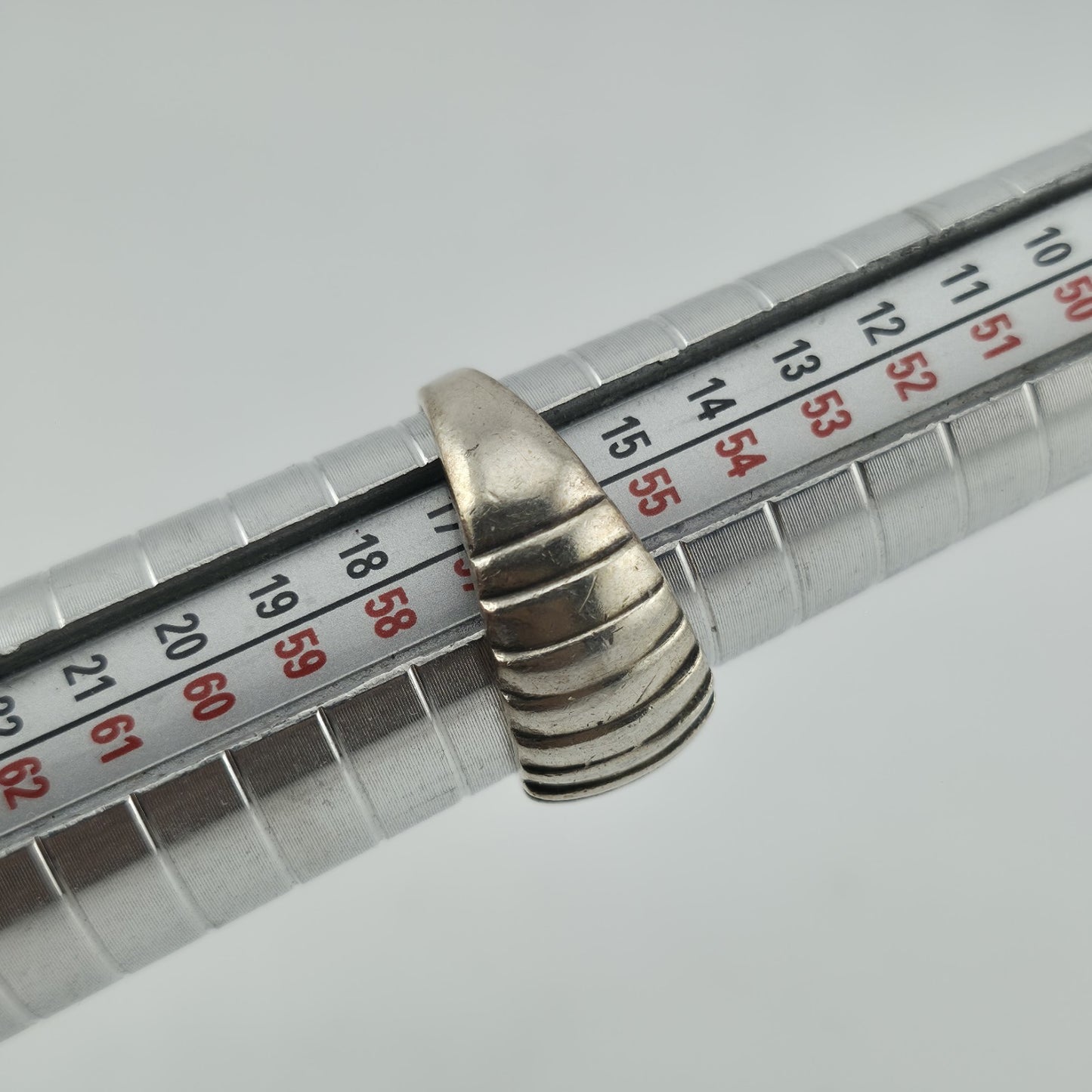 Cellini Ring Sterling Silver Domed Lines Ribbed 925 Size 7.75 Band Ring Vintage