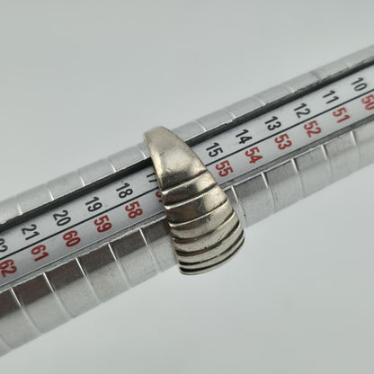 Cellini Ring Sterling Silver Domed Lines Ribbed 925 Size 7.75 Band Ring Vintage