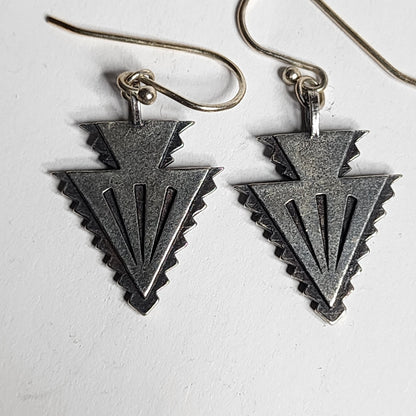 925 Sterling Silver Earrings Arrow Heads Tested Native American Jewelry