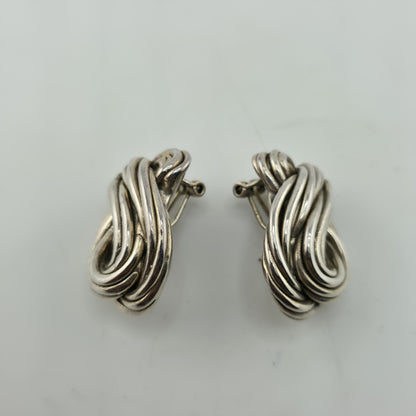 Israel Earrings Electro Form Sterling Silver 925 Puff Vintage Patina Abstract