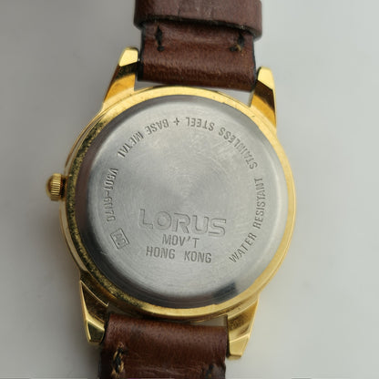 Disney Watch Lorus Mickey Mouse Ladies Leather Bands Gold Tone Working Vintage