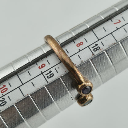 925 Sterling Silver Ring Purple Stones Wrap Open Adjustable