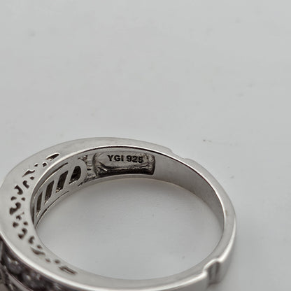 Sterling Silver Cubic Zirconia Engagement Wedding Ring 7 Solitaire Style 925