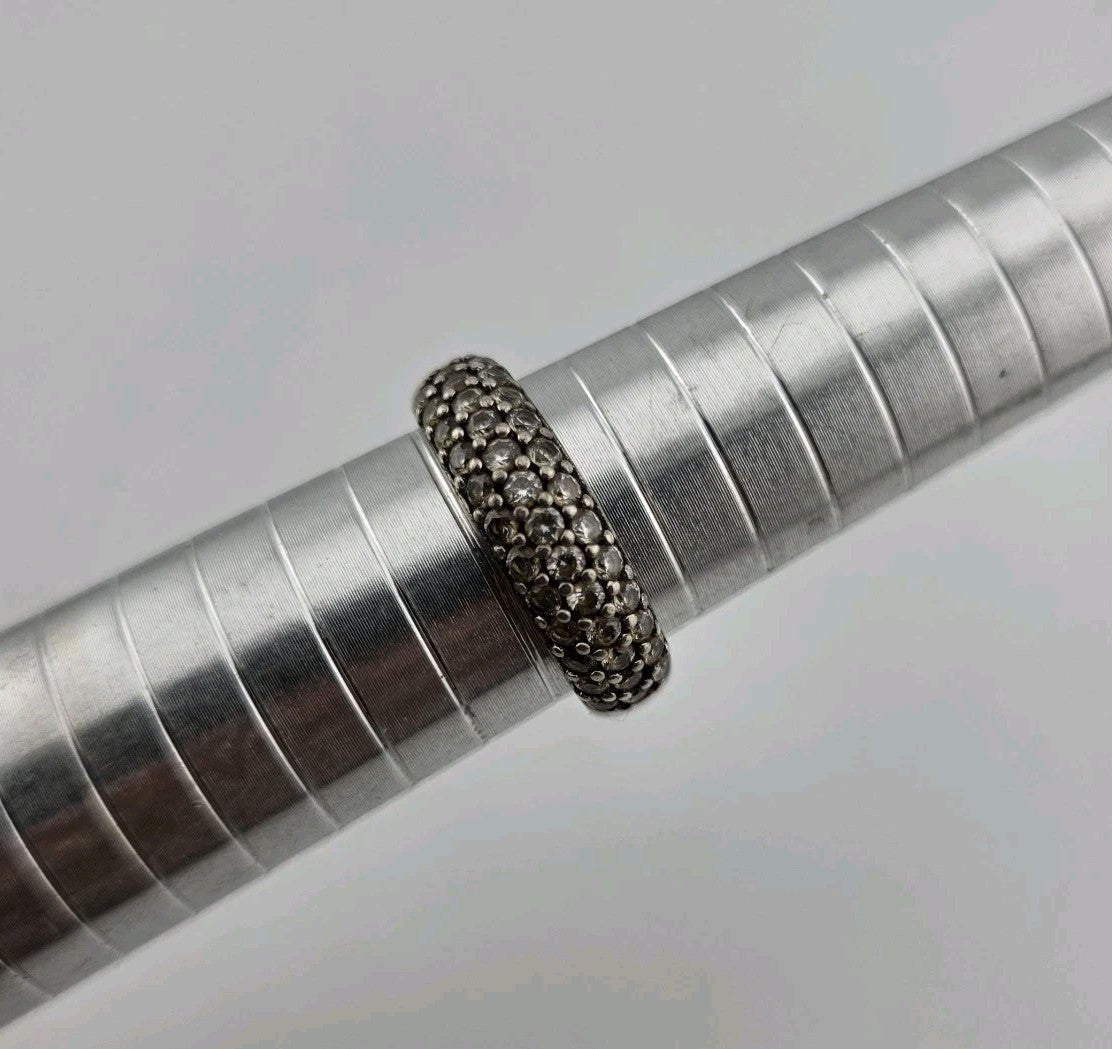 925 Sterling Silver Ring white Stone Vintage Band  Size 9