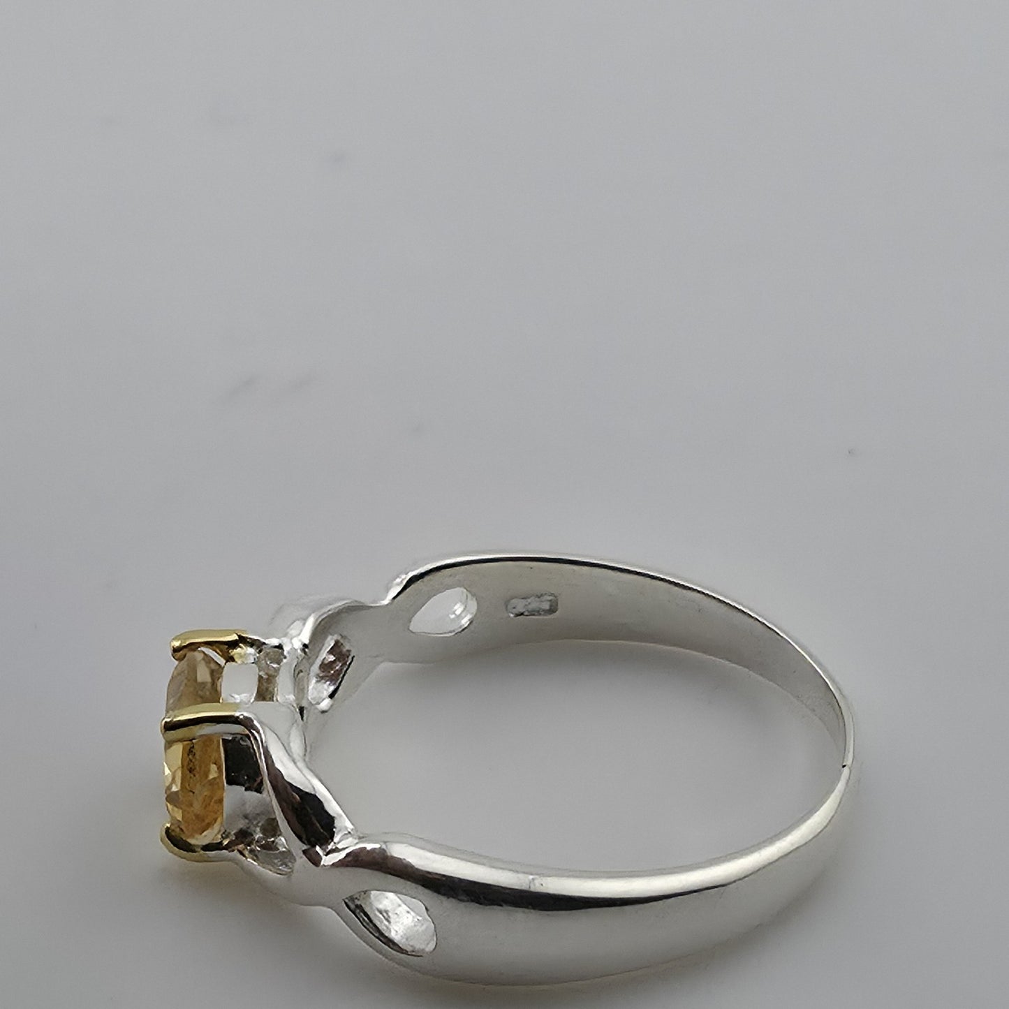 Sterling Silver Citrine Ring Size 6.5 Handmade Two-Tone Gold Accent 925