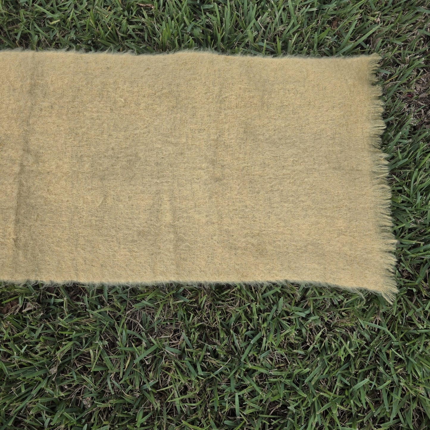 Craig Na Creidhe Scarf Vintage Mohair Wool Blend Yellow Fringed 70”x21” Vintage