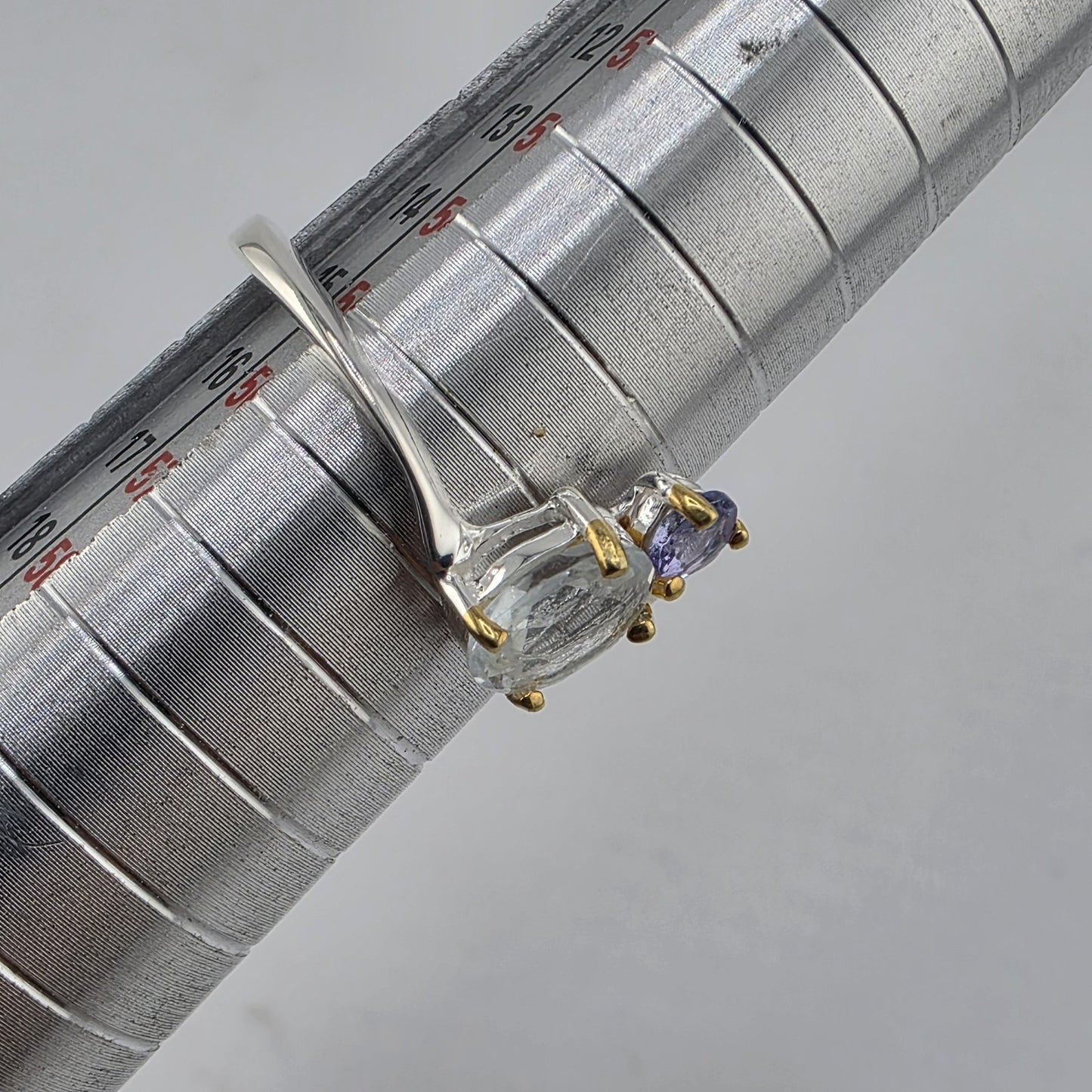 925 Sterling Silver Natural Blue Topaz Ring Size 7 Abstract Artisan Jewelry