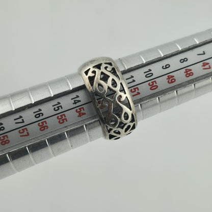 925 Sterling Silver Ring Dome Open work band Size 6 Cocktail