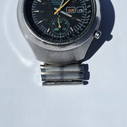 Seiko Helmet 6139-7101 Automatic Watch Chronograph 42mm Rare 1970's Vintage Work