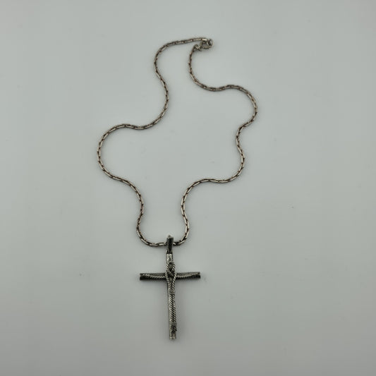 Sterling Silver Cross pendant Sterling Silver Necklace Choker 14” 20g Vintage