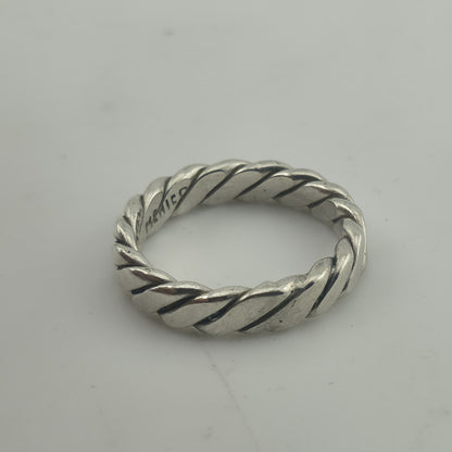 Vintage Mexico 925 Sterling Silver Twisted Rope Band Ring Size 7