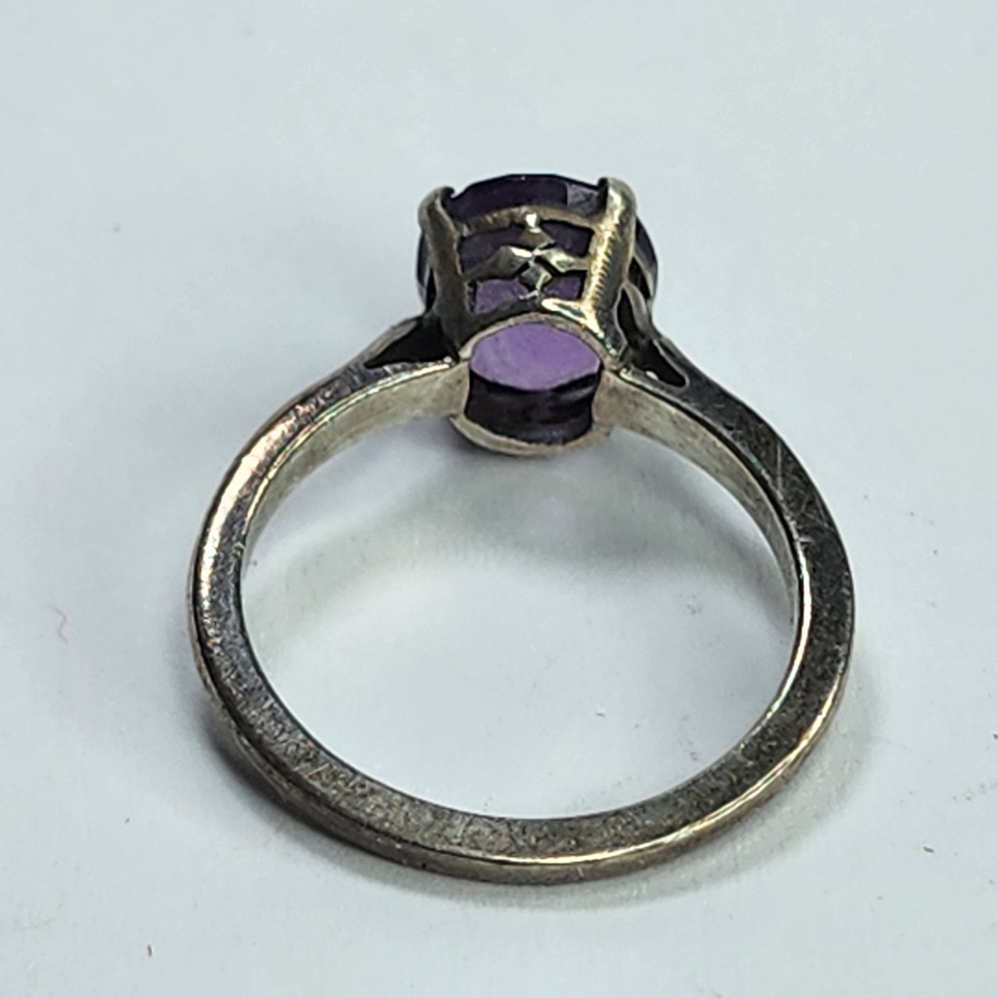 925 Sterling Silver Ring Purple AMETHYST  Stone Size 5.75 Tested Patina tarnish
