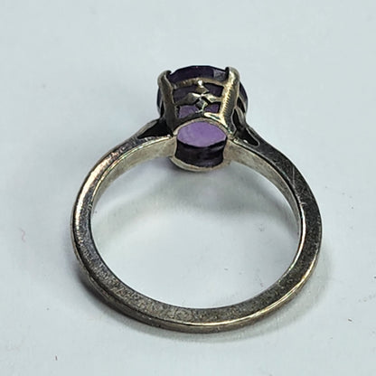 925 Sterling Silver Ring Purple AMETHYST  Stone Size 5.75 Tested Patina tarnish