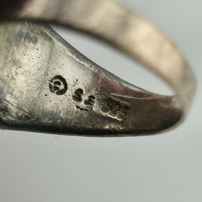 Sterling Silver Ring Oval Turquoise Size 8.76 Vintage