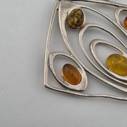 Baltic Amber Stone 925 Sterling Silver Pendants 30mm x 30mm MCM Vibes