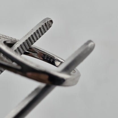 925 Sterling Silver Ring CZ ENGAGEMENT LADY Cute Eiffel tower Size 6.75