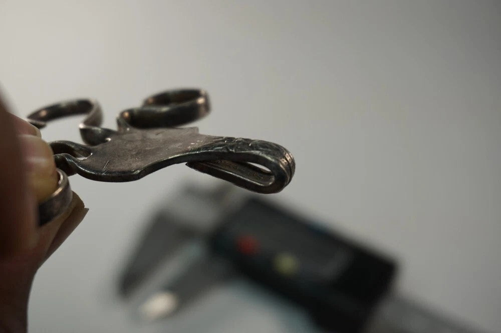 Hand Made Silverware Pendant 925 Sterling Silver Abstract Art 23.5g Vintage Fork