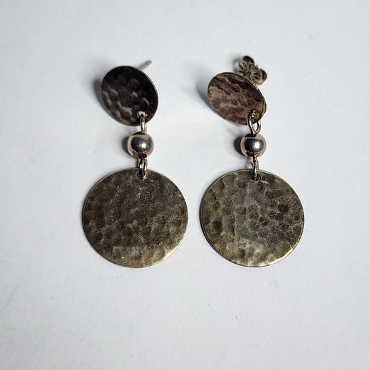 925 Sterling Silver Vintage Earrings Hammers Mexican Dangle Tarnish patina